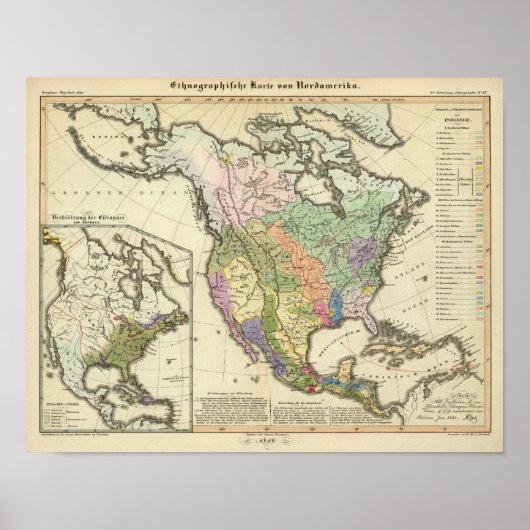 Poster Carte ethnographique de l'Amérique du Nord (Devant)