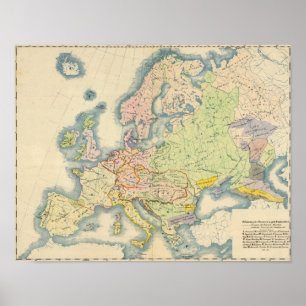 Poster Carte ethnographique de l'Europe