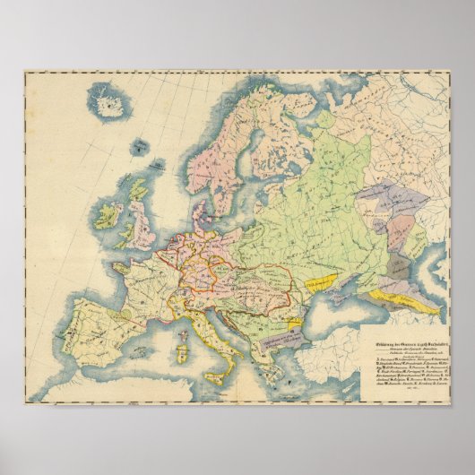 Poster Carte ethnographique de l'Europe (Devant)