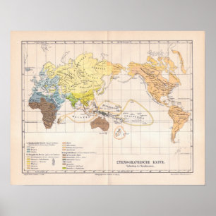 Poster Carte ethnographique du monde