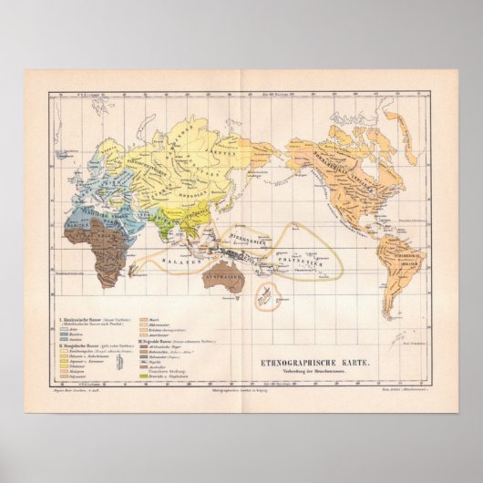 Poster Carte ethnographique du monde (Devant)