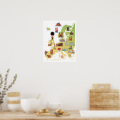 Poster Carte européenne du dessin animé (Cuisine)