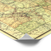 Poster Carte ferroviaire antique de Pennsylvanie 1895 (Coin)