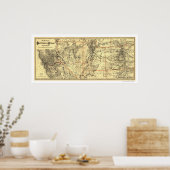 Poster Carte ferroviaire California & Nevada 1882 (Cuisine)