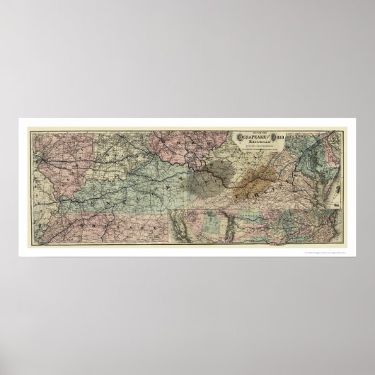 Poster Carte ferroviaire de Chesapeake & Ohio 1873 (Devant)