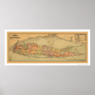 Poster Carte ferroviaire de Long Island 1884