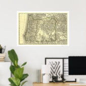 Poster Carte ferroviaire de l'Oregon 1876 (Bureau à domicile)