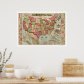 Poster Carte ferroviaire de l'Union américaine 1872 (Cuisine)