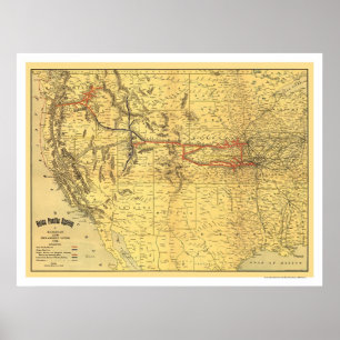 Poster Carte ferroviaire de l'Union Pacifique 1900