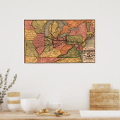 Poster Carte ferroviaire de Pennsylvanie 1874 (Cuisine)