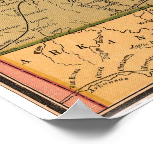 Poster Carte ferroviaire de Pennsylvanie 1874 (Coin)