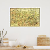 Poster Carte ferroviaire de Pennsylvanie 1895 (Cuisine)