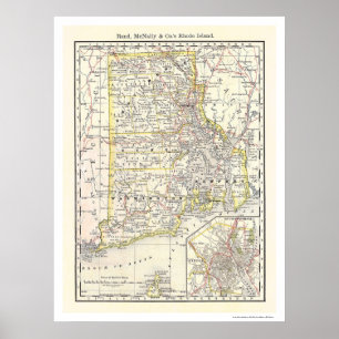 Poster Carte ferroviaire de Rhode Island 1875