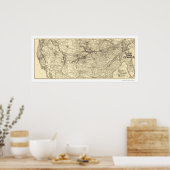 Poster Carte ferroviaire de Rock Island 1888 (Cuisine)