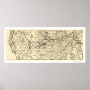 Poster Carte ferroviaire de Rock Island 1888