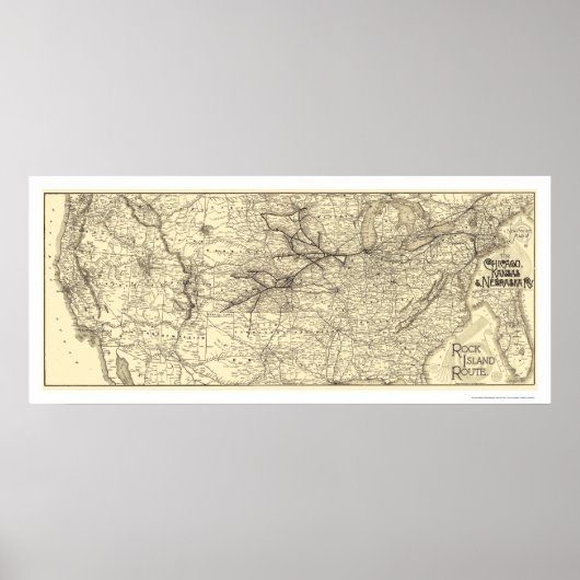 Poster Carte ferroviaire de Rock Island 1888 (Devant)
