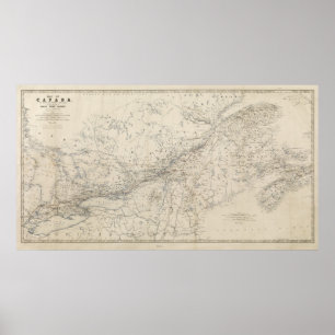 Poster Carte ferroviaire de tronc grand circa 1860