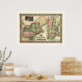 Poster Carte ferroviaire des États de l'Est 1856 (Cuisine)