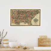 Poster Carte ferroviaire des États du Sud 1864 (Cuisine)