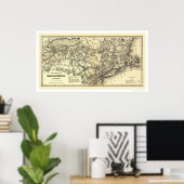 Poster Carte ferroviaire du Connecticut et de l'Ouest 187 (Bureau à domicile)