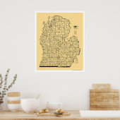 Poster Carte ferroviaire du Michigan 1897 (Cuisine)