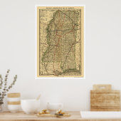 Poster Carte ferroviaire du Mississippi 1888 (Cuisine)