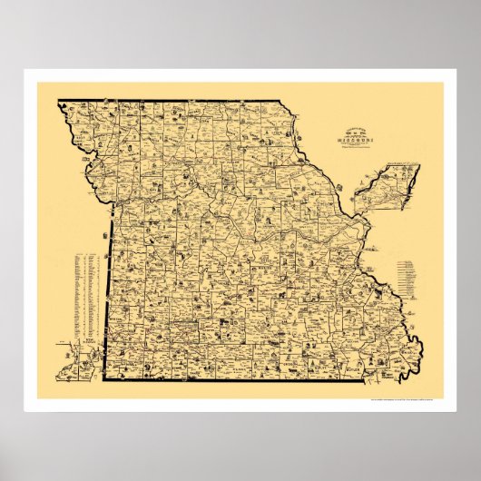 Poster Carte ferroviaire du Missouri 1897 (Devant)