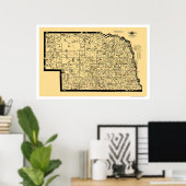 Poster Carte ferroviaire du Nebraska 1897 (Bureau à domicile)