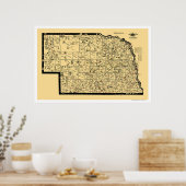 Poster Carte ferroviaire du Nebraska 1897 (Cuisine)