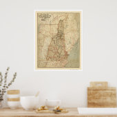 Poster Carte ferroviaire du New Hampshire 1894 (Cuisine)