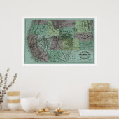 Poster Carte ferroviaire du Pacifique 1877 (Cuisine)