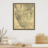 Poster Carte ferroviaire du Pacifique Sud 1875 (Cuisine)