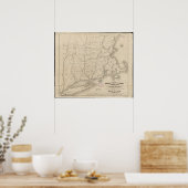 Poster Carte ferroviaire du sud de la Nouvelle-Angleterre (Cuisine)