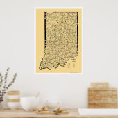 Poster Carte ferroviaire Indiana 1897 (Cuisine)