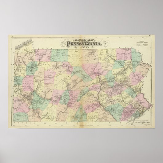 Poster Carte ferroviaire Penn (Devant)