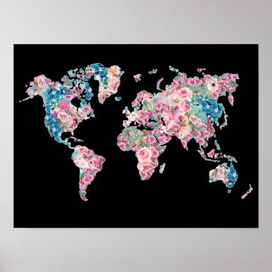 Poster Carte Floral World (Devant)