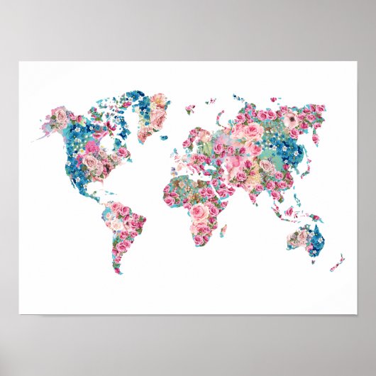 Poster Carte Floral World (Devant)