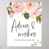 Poster Carte Florale Rose Blush & Cadeaux (Devant)