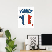 Poster Carte France - Drapeau français (Bureau à domicile)