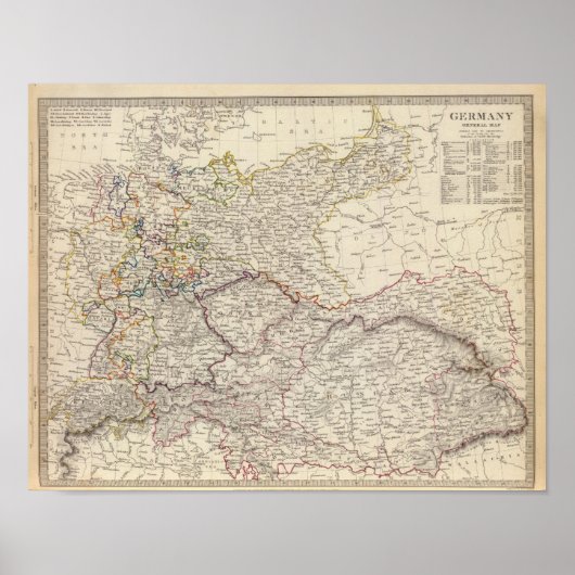 Poster Carte générale Allemagne (Devant)