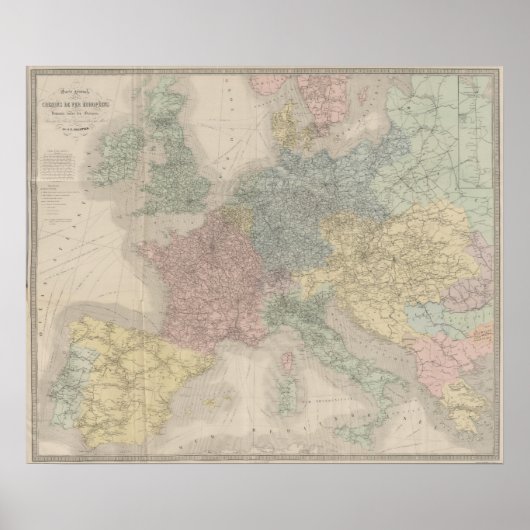 Poster Carte générale des chemins de fer européens (Devant)