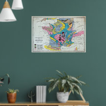 Carte Géographique Vintage Colorée De France, 1863