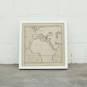 Poster Carte Géographique vintage De L'Afrique Europe