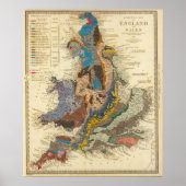 Poster Carte géologique, Angleterre, Pays de Galles (Devant)