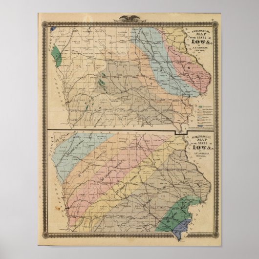 Poster Carte géologique de l'État de l'Iowa (Devant)