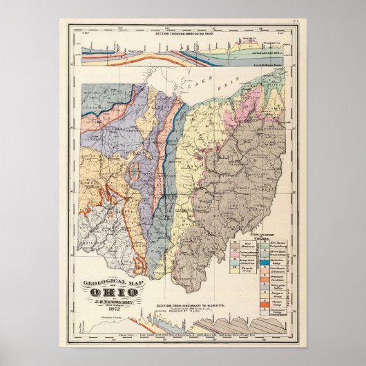 Poster Carte géologique de l'Ohio (Devant)