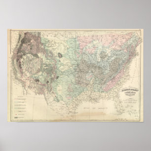 Poster Carte géologique des États-Unis