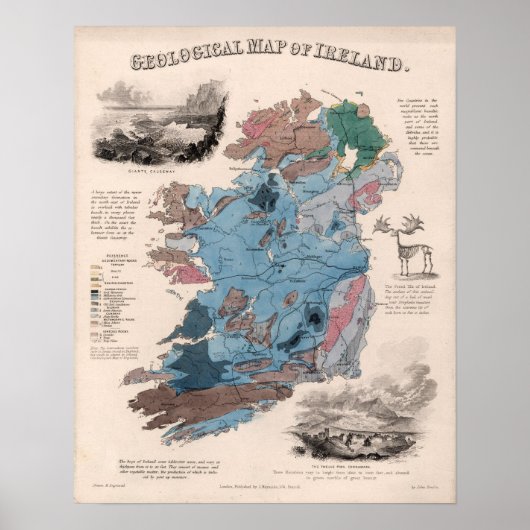 Poster Carte géologique d'Irlande (Devant)