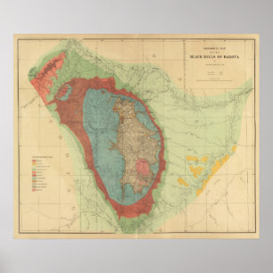 Poster Carte géologique du Black Hills du Dakota