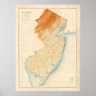 Poster Carte géologique du Vieux New Jersey (1888)